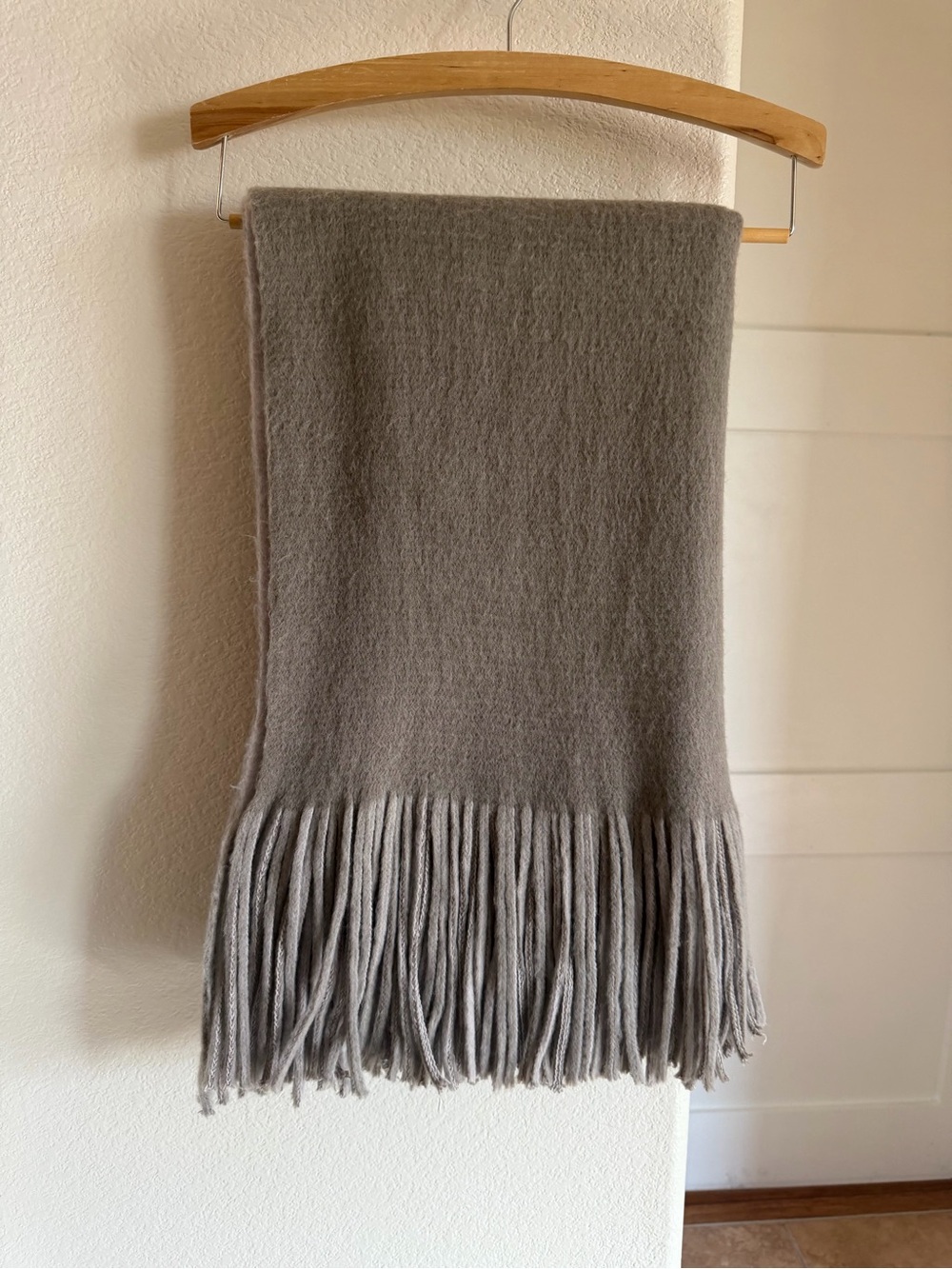Cozy Soft Grey Oversized Body Wrap / Shawl with Tassel Fringe